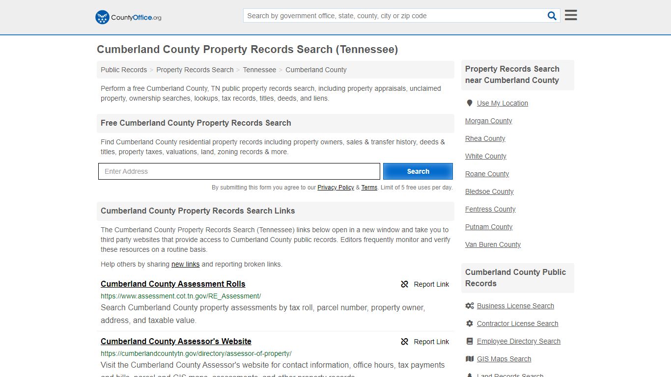 Property Records Search - Cumberland County, TN ...